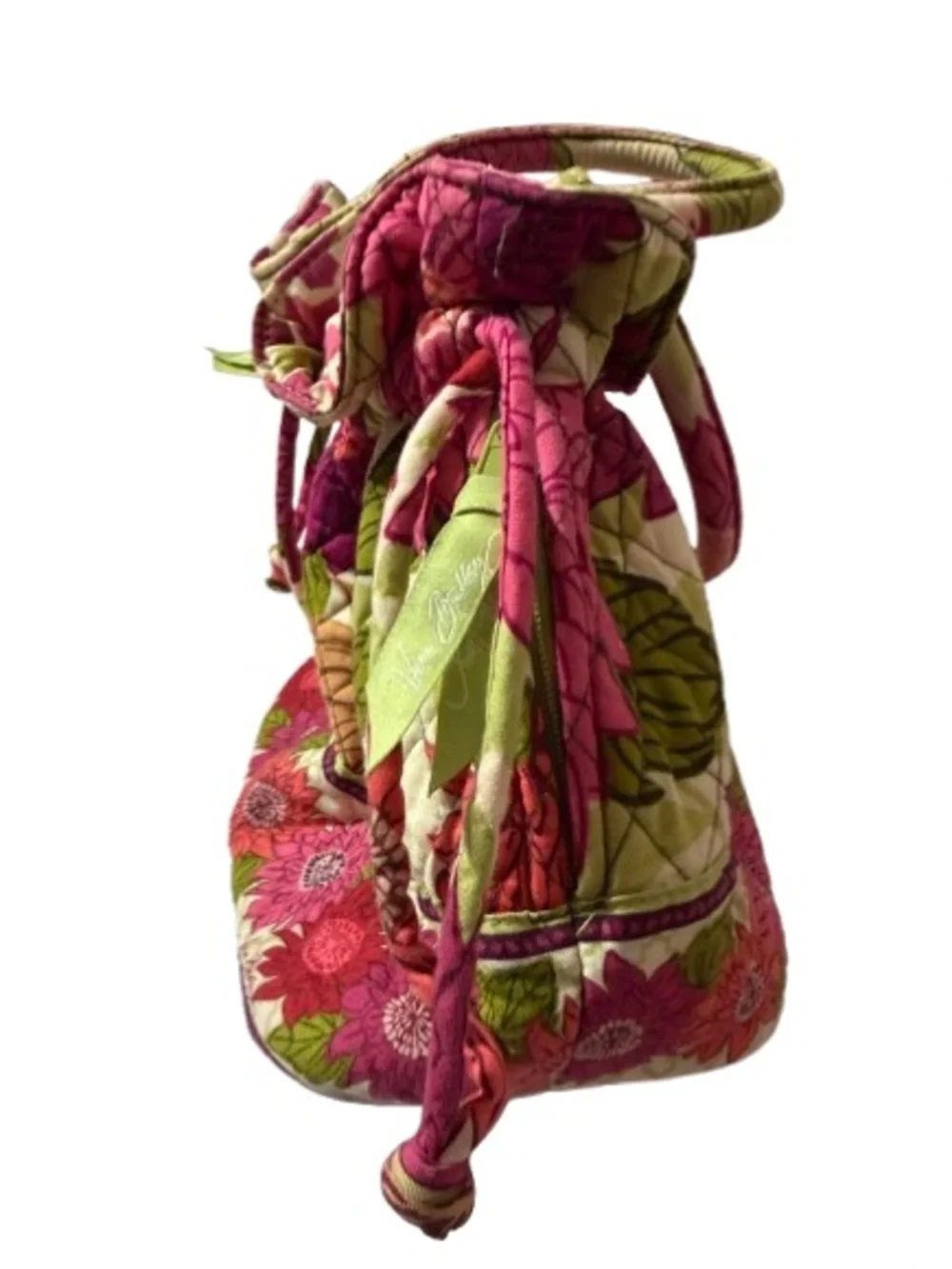 🎉HOST PICK Vera Bradley”Hello Dahlia!”Cinch Bucket Handbag-Retired Pink&Green